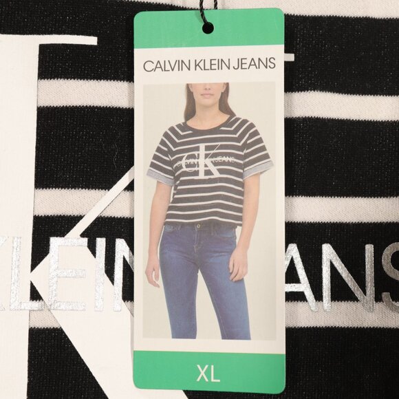 NWT Calvin Klein Size X-Large Black Striped Shirt - Picture 7 of 8
